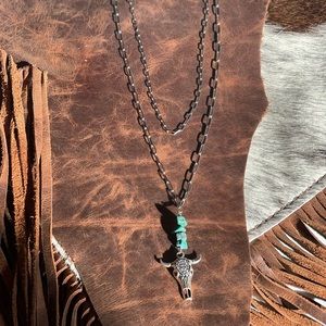 Layered steer and turquoise necklace